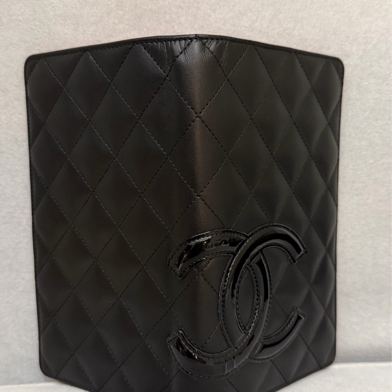 二手 香奈兒 Chanel 絕版 康鵬 對折錢包 長夾 黑色 銀光粉-3