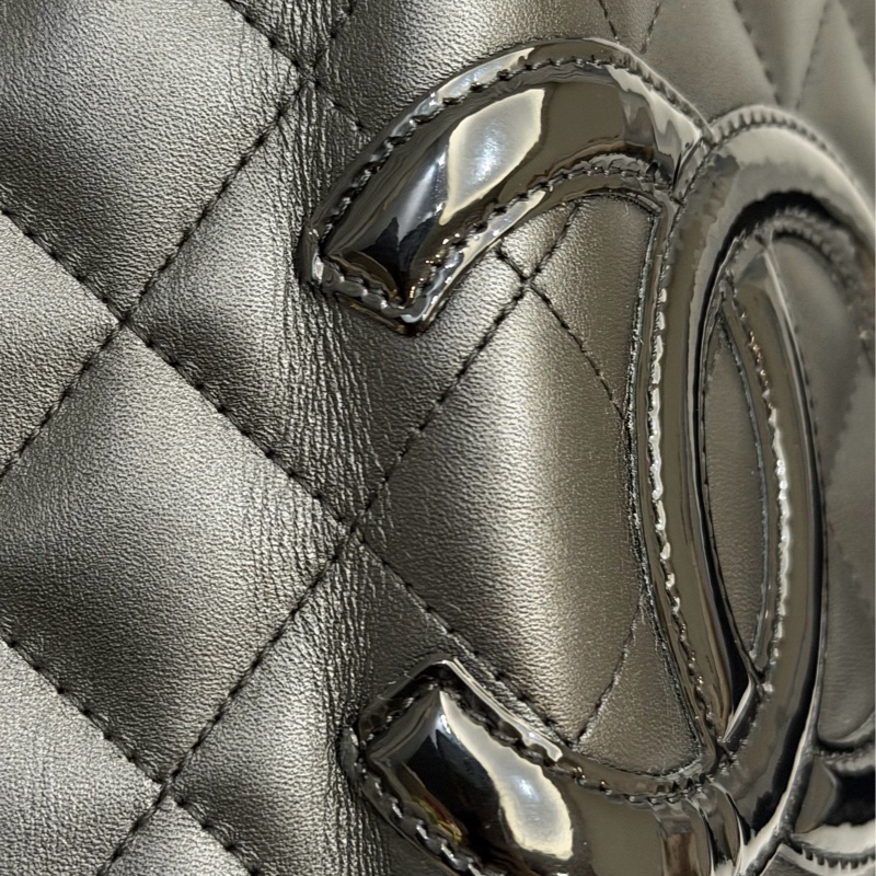 二手 香奈兒 Chanel 絕版 康鵬 對折錢包 長夾 黑色 銀光粉-10