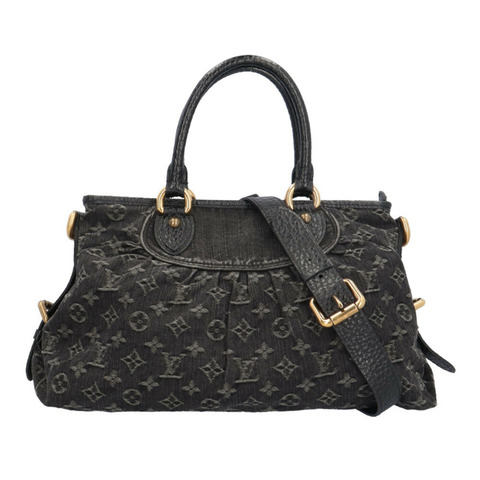 路易威登 Neo Cavie MM Monogram Denim 單肩包，M95351，黑色，女士，二手，雙向手提