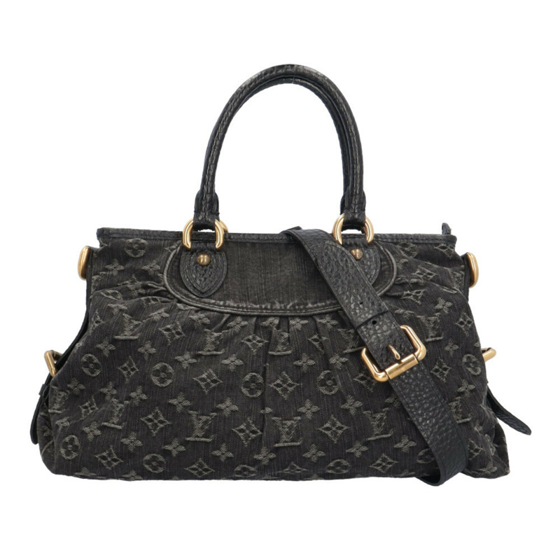 路易威登 Neo Cavie MM Monogram Denim 單肩包,M95351,黑色,女士,二手,雙向手提-0