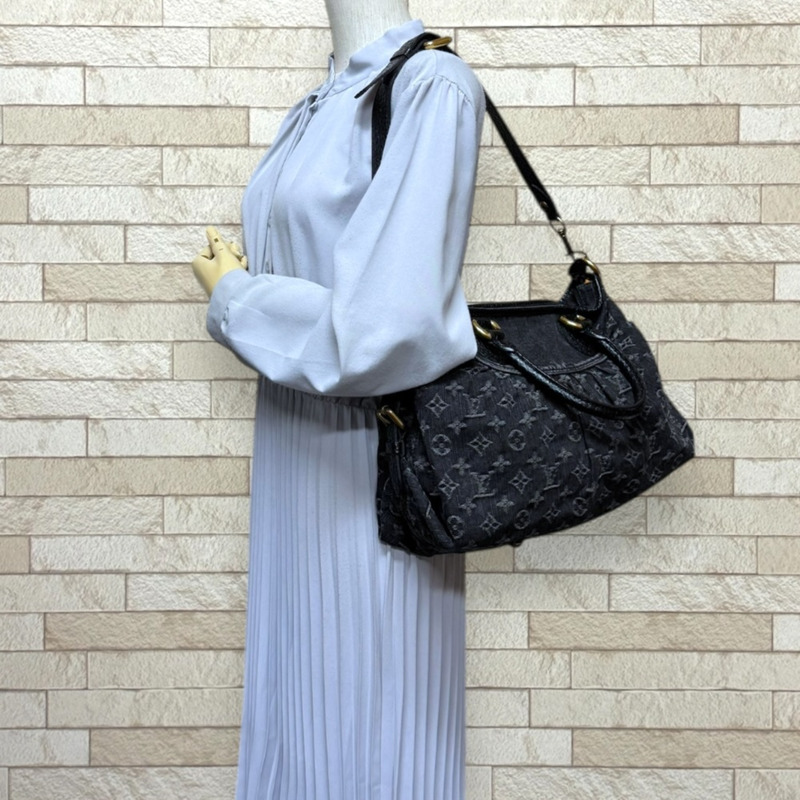 路易威登 Neo Cavie MM Monogram Denim 單肩包,M95351,黑色,女士,二手,雙向手提-1
