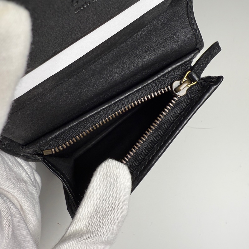 GUCCI Marmont 466492黑色金釦馬夢車線山型紋扣式拉鍊零錢袋短夾-8