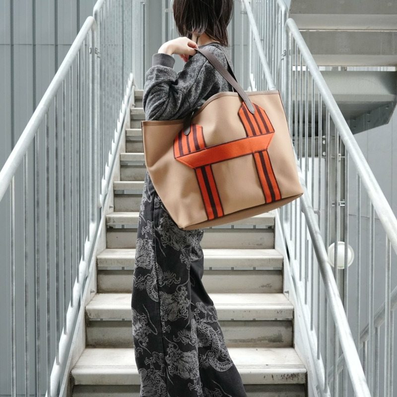 Hermes HERMES B stamp 1998 Pure Sangle 托特包 米色-11