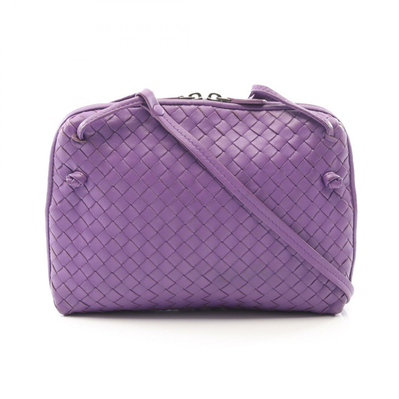 BOTTEGA VENETA Nodini Intrecciato 肩斜背包 皮革 紫色 二手-0