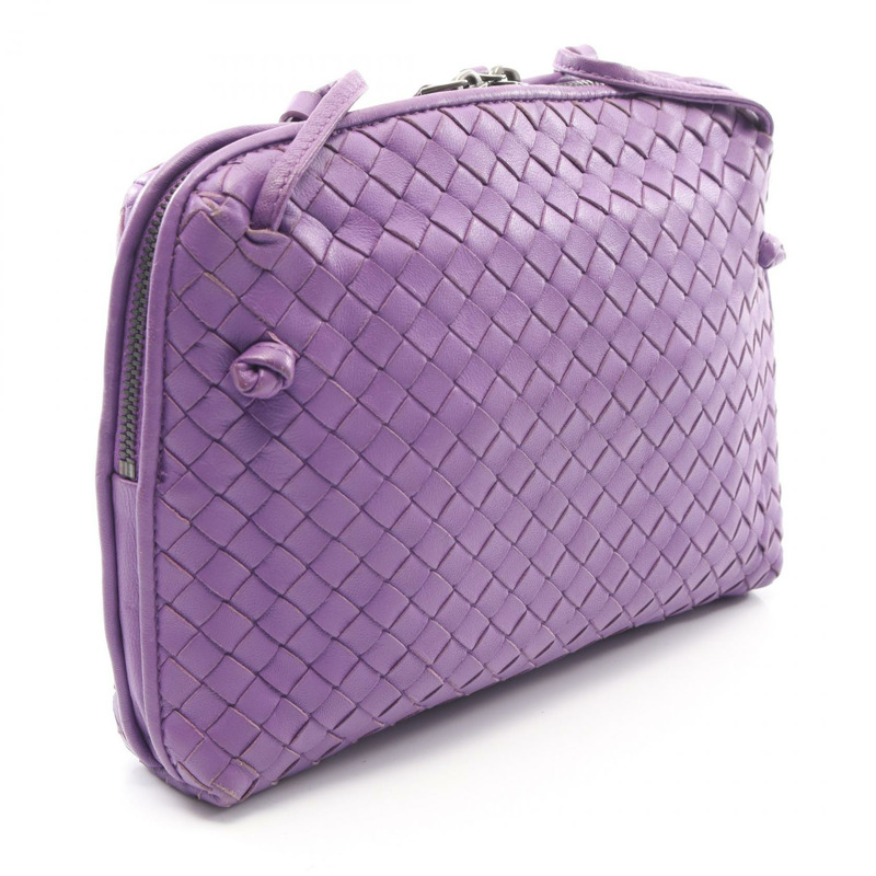 BOTTEGA VENETA Nodini Intrecciato 肩斜背包 皮革 紫色 二手-1