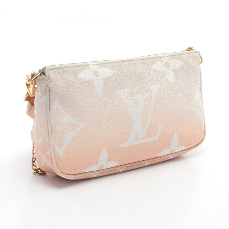 路易威登 Multi Pochette Accessoires 單肩包 M57634 Monogram / Giant PVC 塗層帆布皮革 粉色 米色 白色-1