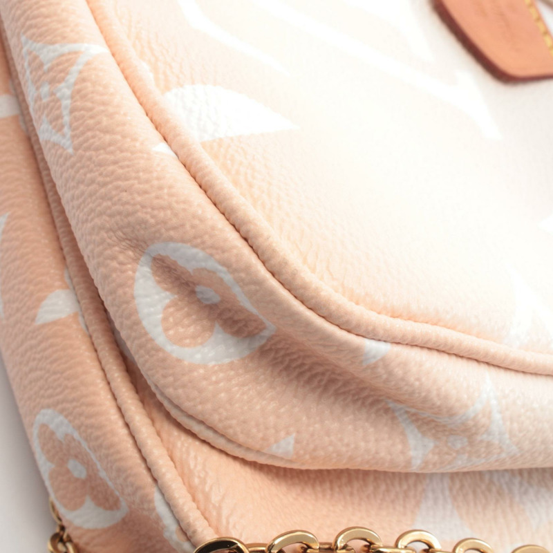 路易威登 Multi Pochette Accessoires 單肩包 M57634 Monogram / Giant PVC 塗層帆布皮革 粉色 米色 白色-8