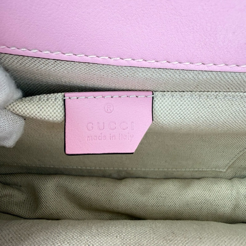 Gucci/古馳 粉色牛皮 竹節虎頭 手提包 金扣 尺寸：27*18*13cm-8