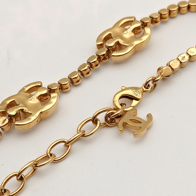 CHANEL 合金23Cjennie同款雙C滿鑽項鏈-4