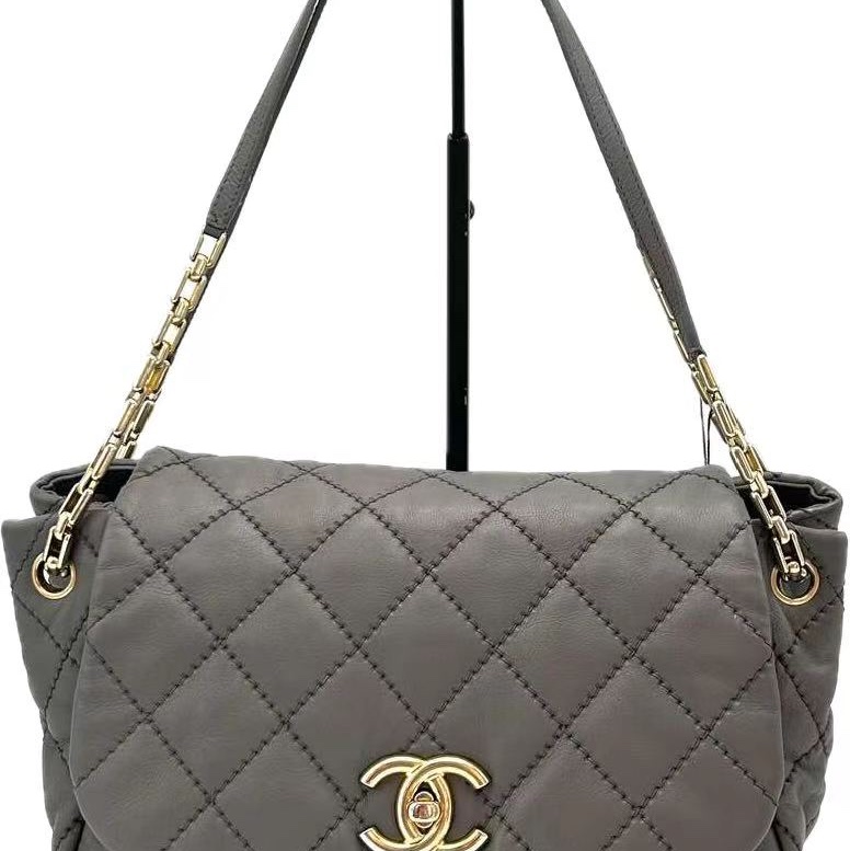 CHANEL/香奈兒CF 灰金牛皮外縫線 尺寸:29*17.5*13.5 14開-1