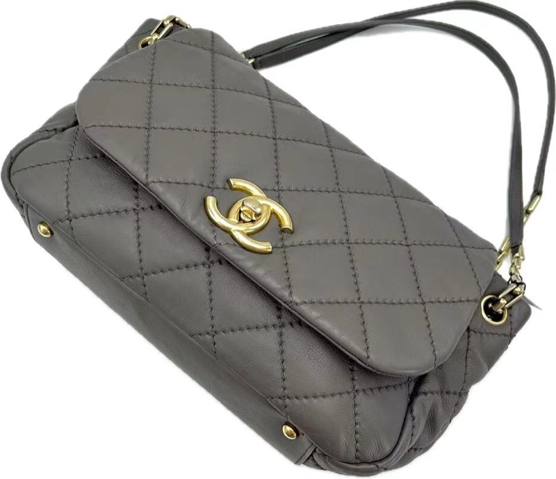 CHANEL/香奈兒CF 灰金牛皮外縫線 尺寸:29*17.5*13.5 14開-3