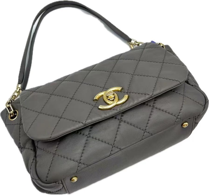 CHANEL/香奈兒CF 灰金牛皮外縫線 尺寸:29*17.5*13.5 14開-4