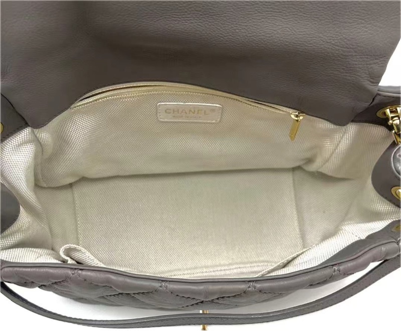 CHANEL/香奈兒CF 灰金牛皮外縫線 尺寸:29*17.5*13.5 14開-6