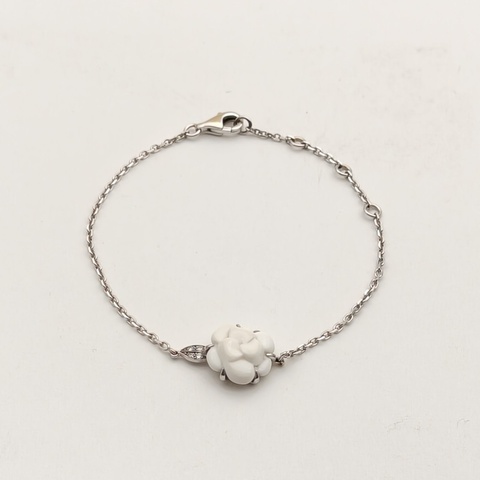 CHANEL 18K白金鑽石Camelia白山茶花手鏈