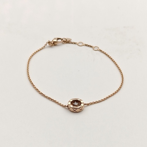 CHANEL 18K玫瑰金鑽石COCOCRUSH系列水冰月鑲鑽手鏈