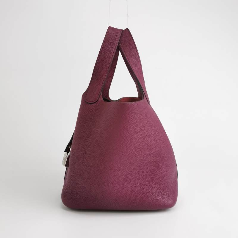 Hermes Picotin菜籃包18手提包Clemence(TC)牛皮銀扣P9海葵紫-2