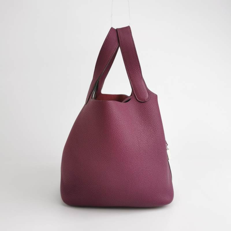 Hermes Picotin菜籃包18手提包Clemence(TC)牛皮銀扣P9海葵紫-3