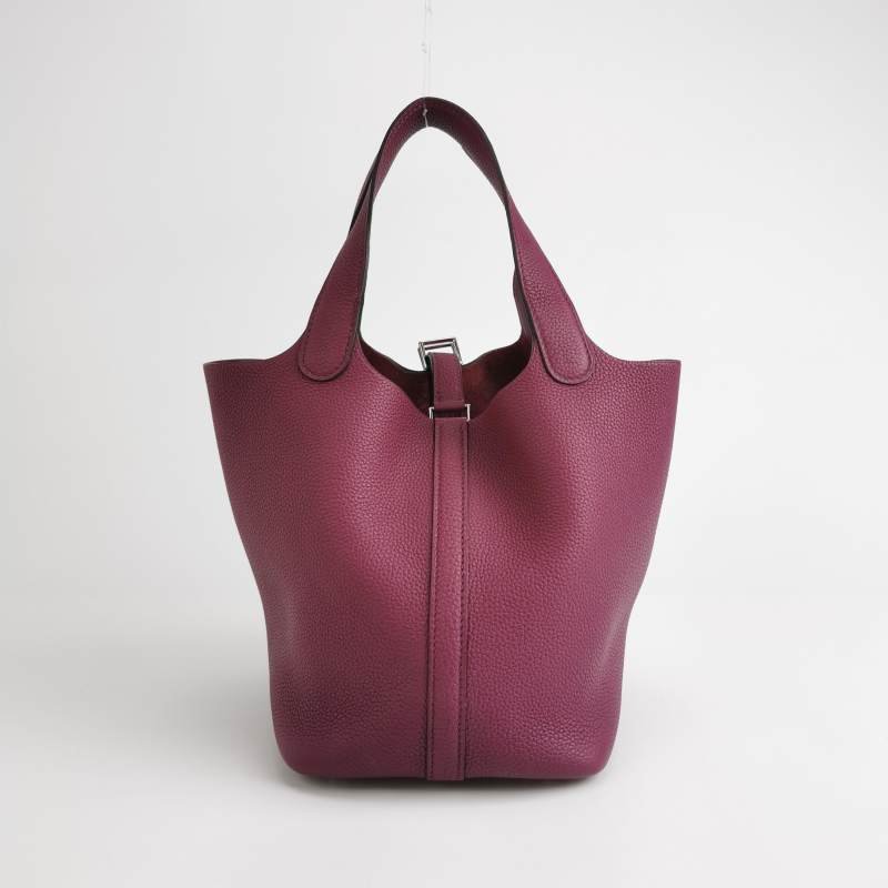 Hermes Picotin菜籃包18手提包Clemence(TC)牛皮銀扣P9海葵紫-4