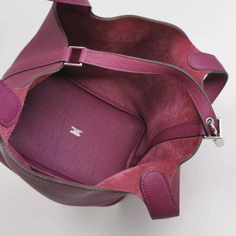 Hermes Picotin菜籃包18手提包Clemence(TC)牛皮銀扣P9海葵紫-6