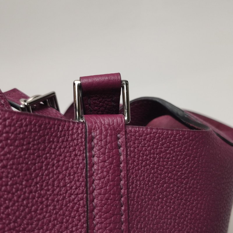 Hermes Picotin菜籃包18手提包Clemence(TC)牛皮銀扣P9海葵紫-9