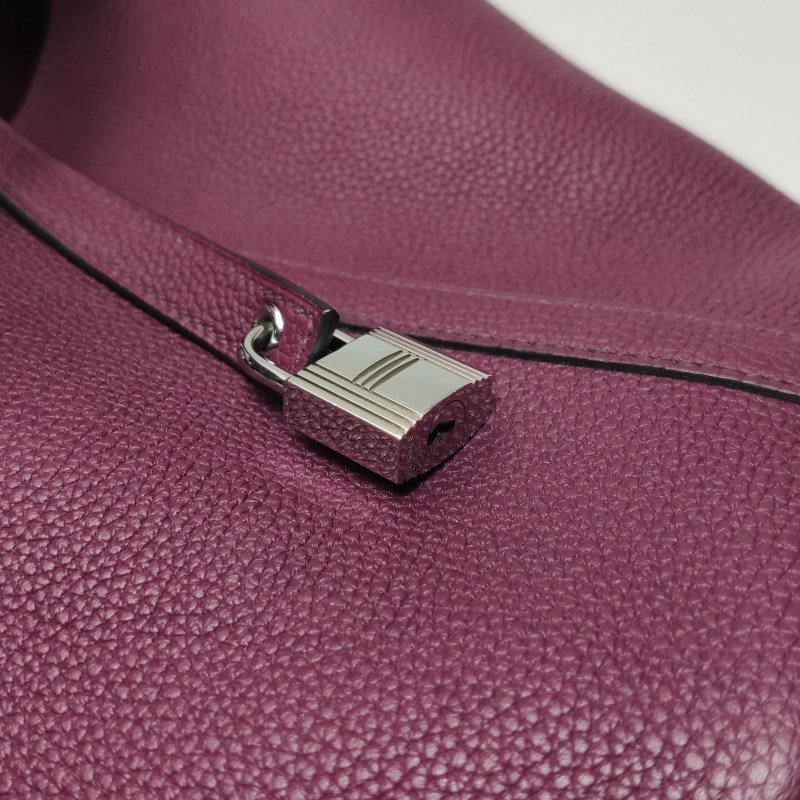 Hermes Picotin菜籃包18手提包Clemence(TC)牛皮銀扣P9海葵紫-10