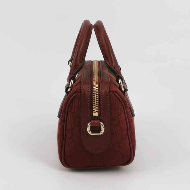 Gucci Ophidia迷你牛皮帆布條紋雙G斜背包單肩包-2