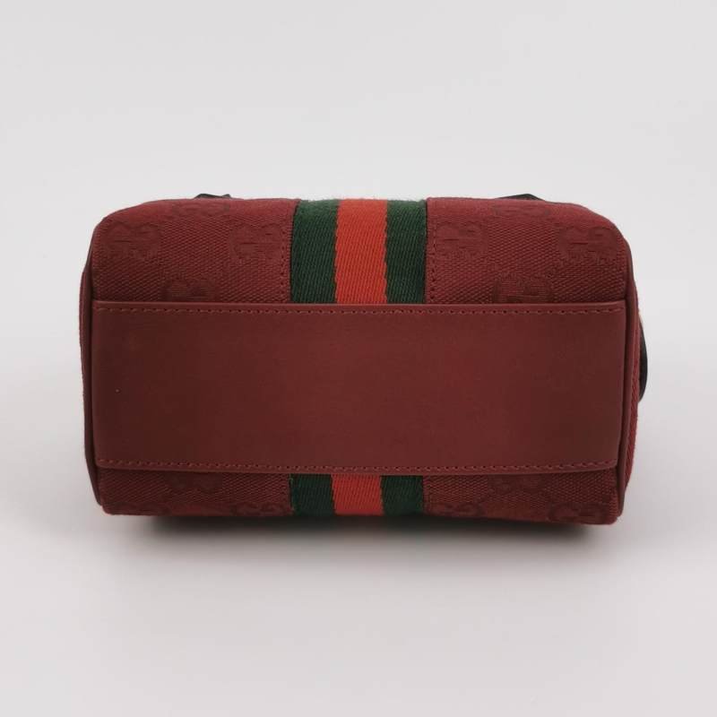 Gucci Ophidia迷你牛皮帆布條紋雙G斜背包單肩包-5