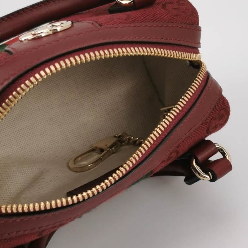 Gucci Ophidia迷你牛皮帆布條紋雙G斜背包單肩包-6