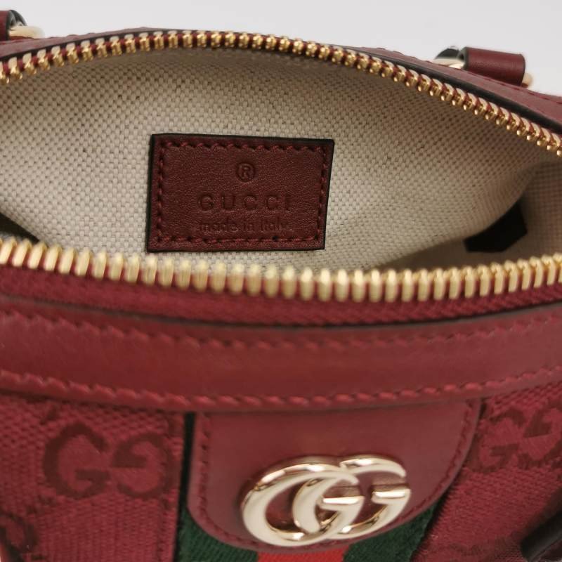 Gucci Ophidia迷你牛皮帆布條紋雙G斜背包單肩包-7