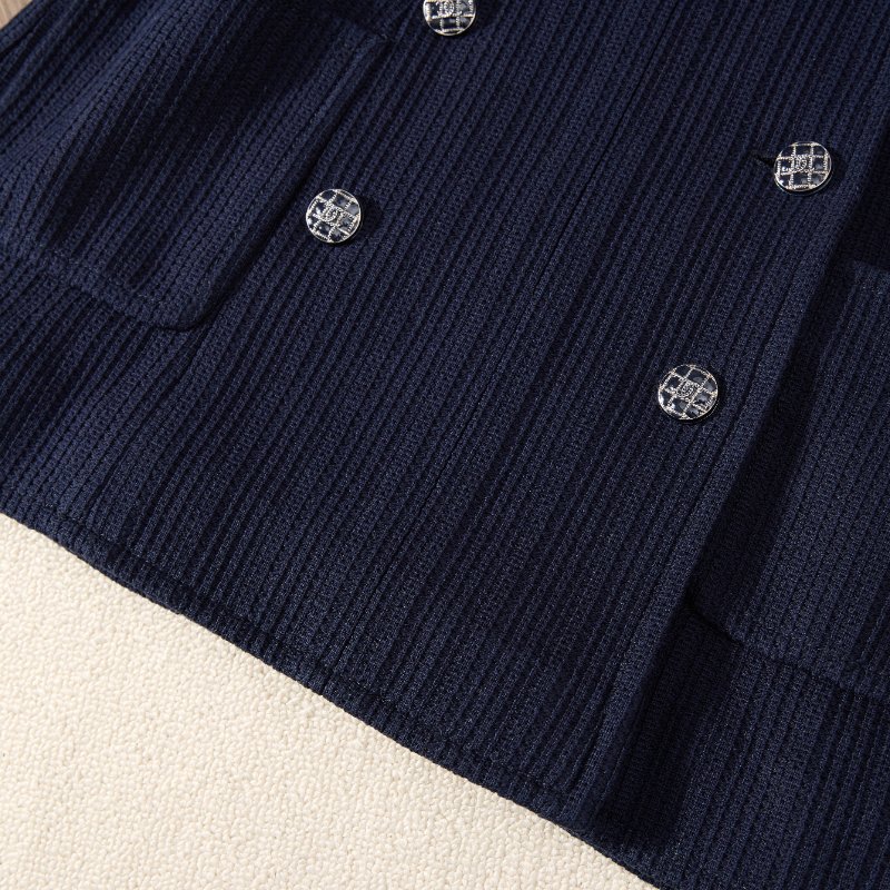 ❤️CHANEL 深藍色經典外套 薄款 適合春夏 精緻CC紐扣-5