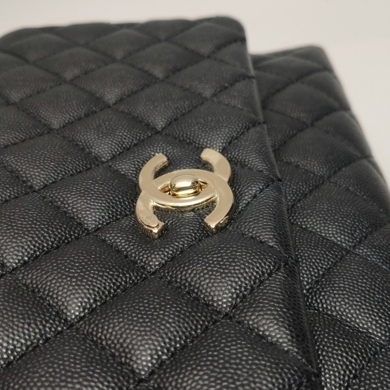 Chanel Coco Handle大號牛皮菱格絎縫優雅手柄 斜背包單肩包-14