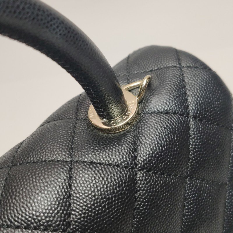 Chanel Coco Handle大號牛皮菱格絎縫優雅手柄 斜背包單肩包-15