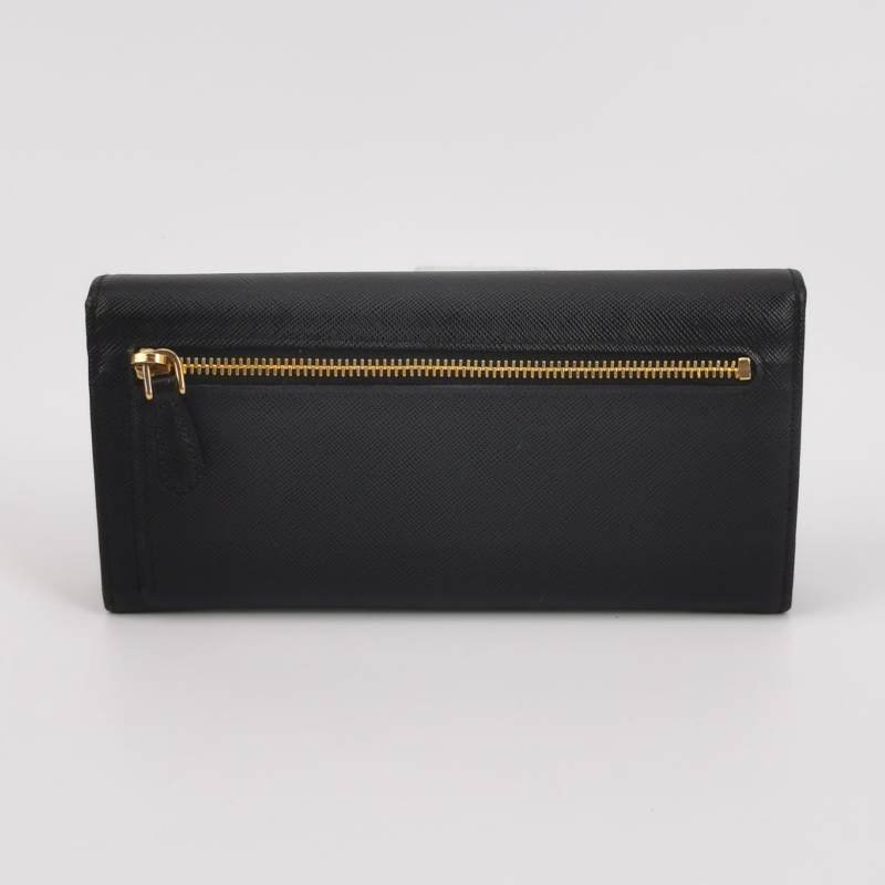 Prada牛皮純色字母Logo蝴蝶結裝飾皮夾-3