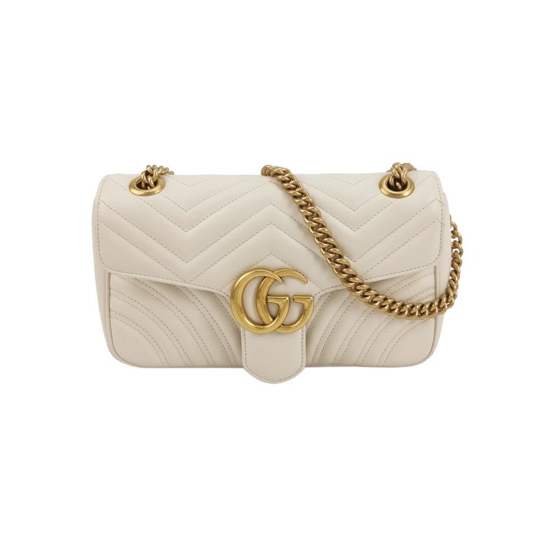 Gucci GG Marmont中型牛皮V紋絎縫雙G標誌口 蓋包肩背包-0