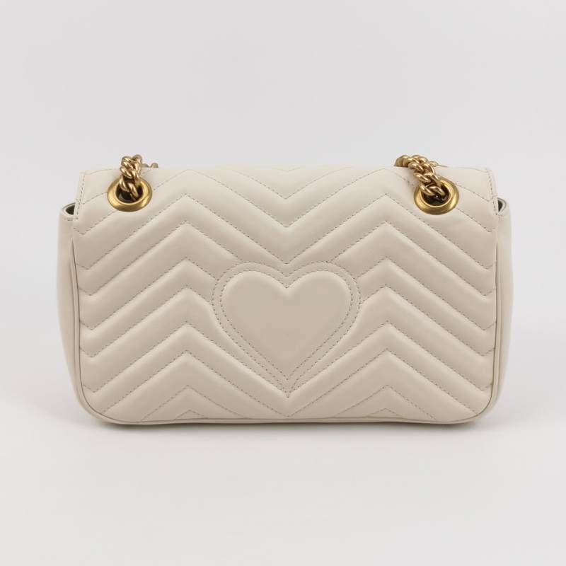 Gucci GG Marmont中型牛皮V紋絎縫雙G標誌口 蓋包肩背包-4