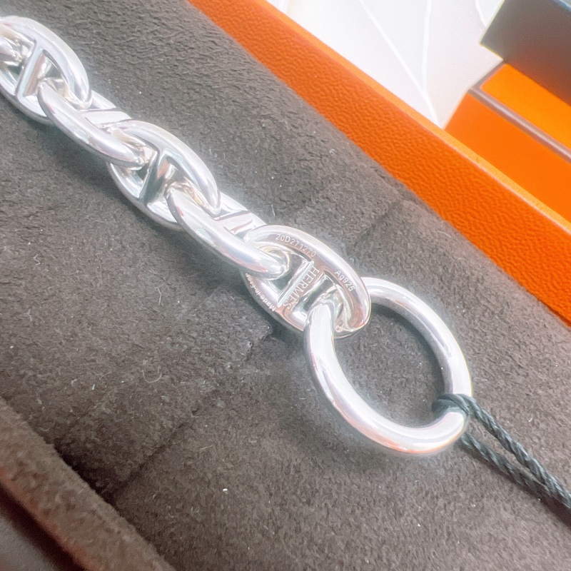 閒置 15碼 Hermes chaine d’ancre 豬鼻銀手鏈-1