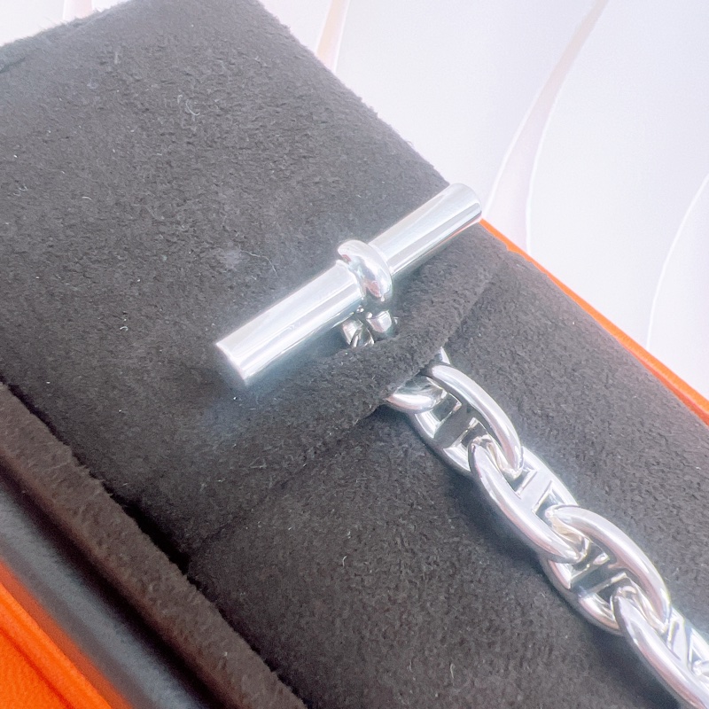 閒置 15碼 Hermes chaine d’ancre 豬鼻銀手鏈-2