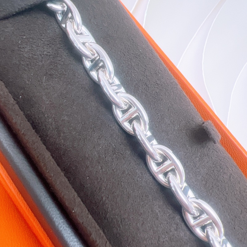 閒置 15碼 Hermes chaine d’ancre 豬鼻銀手鏈-3