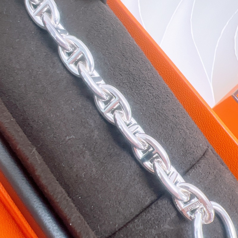 閒置 15碼 Hermes chaine d’ancre 豬鼻銀手鏈-4