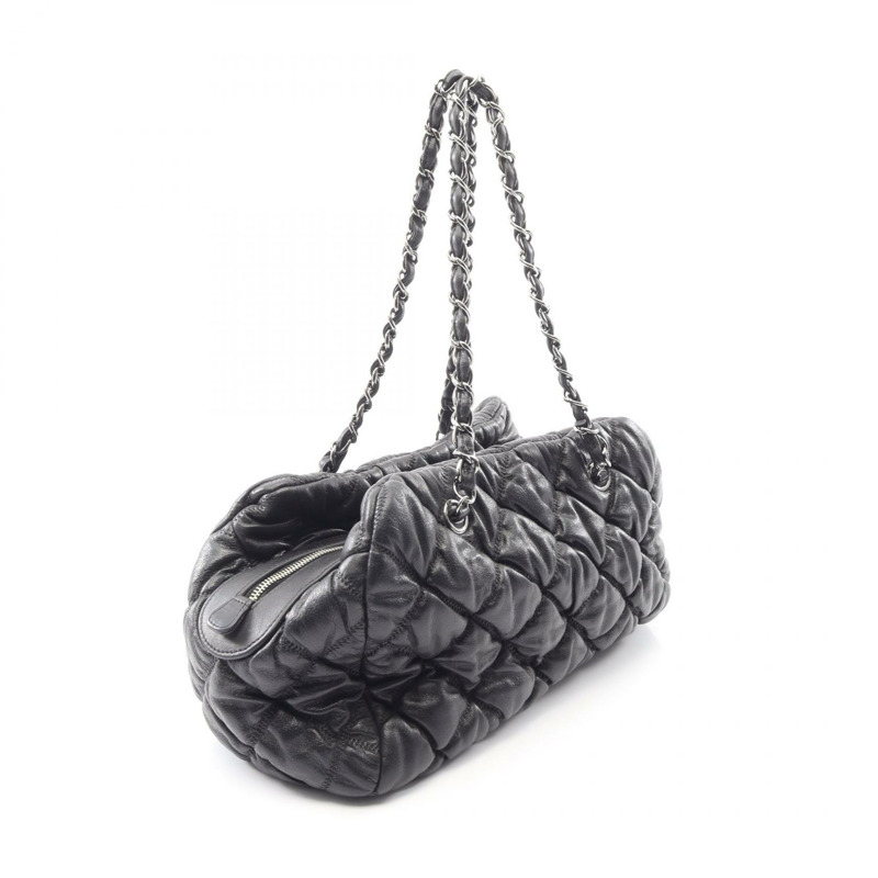 香奈兒 (CHANEL) 菱格紋鏈條單肩包,羊皮材質,黑色,二手,五金配件-1