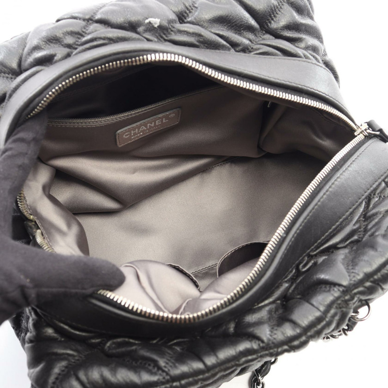 香奈兒 (CHANEL) 菱格紋鏈條單肩包,羊皮材質,黑色,二手,五金配件-2