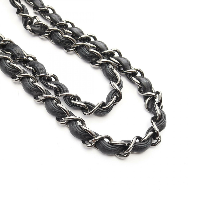 香奈兒 (CHANEL) 菱格紋鏈條單肩包,羊皮材質,黑色,二手,五金配件-8