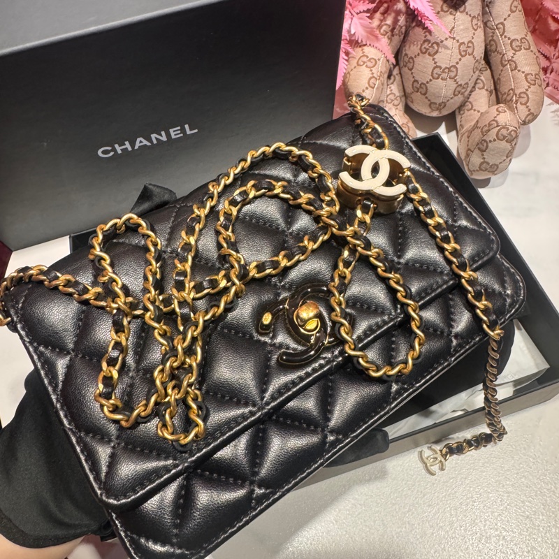Chanel 鍅瑯釦woc 斜背包/王吉娜古董精品-7