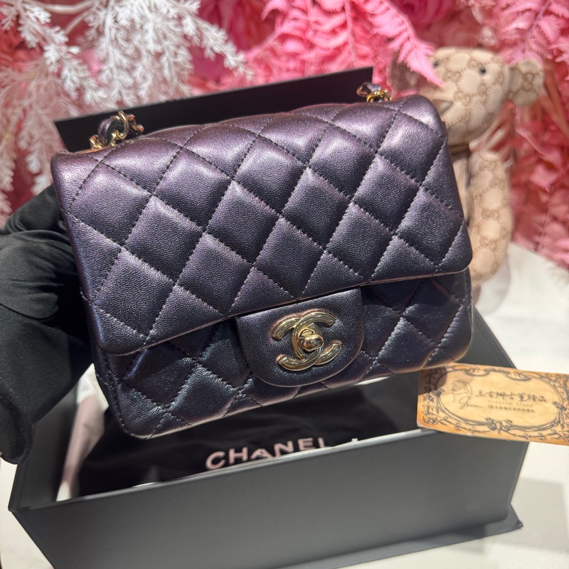 Chanel 幻彩黑紫方胖子斜背包/王吉娜古董精品-0
