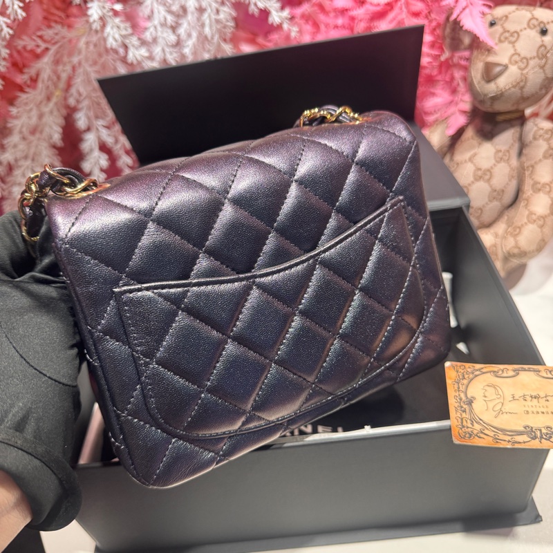 Chanel 幻彩黑紫方胖子斜背包/王吉娜古董精品-3