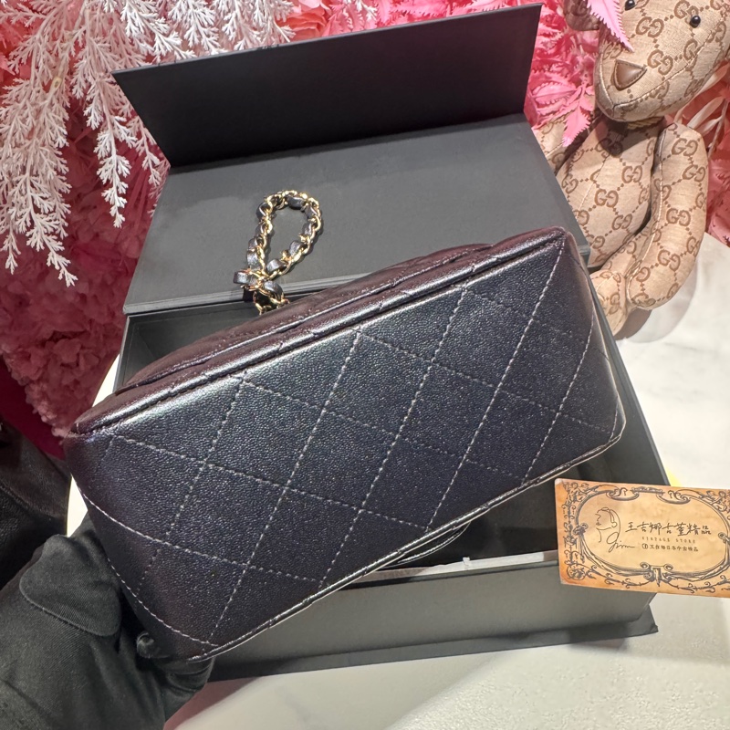 Chanel 幻彩黑紫方胖子斜背包/王吉娜古董精品-5