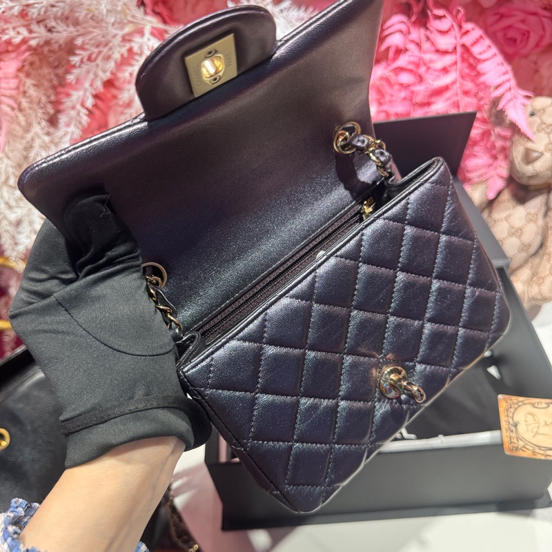 Chanel 幻彩黑紫方胖子斜背包/王吉娜古董精品-7