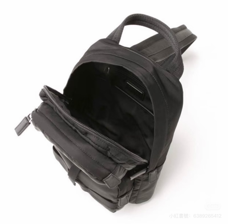 PRADA Re-Nylon 黑色 尼龍 十字紋 皮革 胸包 胸口包 斜背包 側背包 肩背包 腰包-9