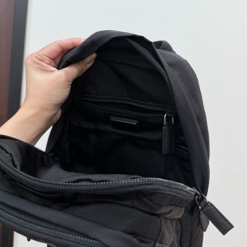 PRADA Re-Nylon 黑色 尼龍 十字紋 皮革 胸包 胸口包 斜背包 側背包 肩背包 腰包-25