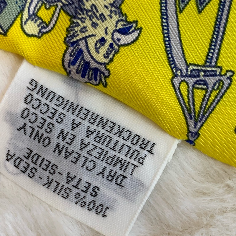 Hermes 馬戲團twilly Hermes Silk La Folle Parade Twilly Jaune Vif Bleu Gris-2